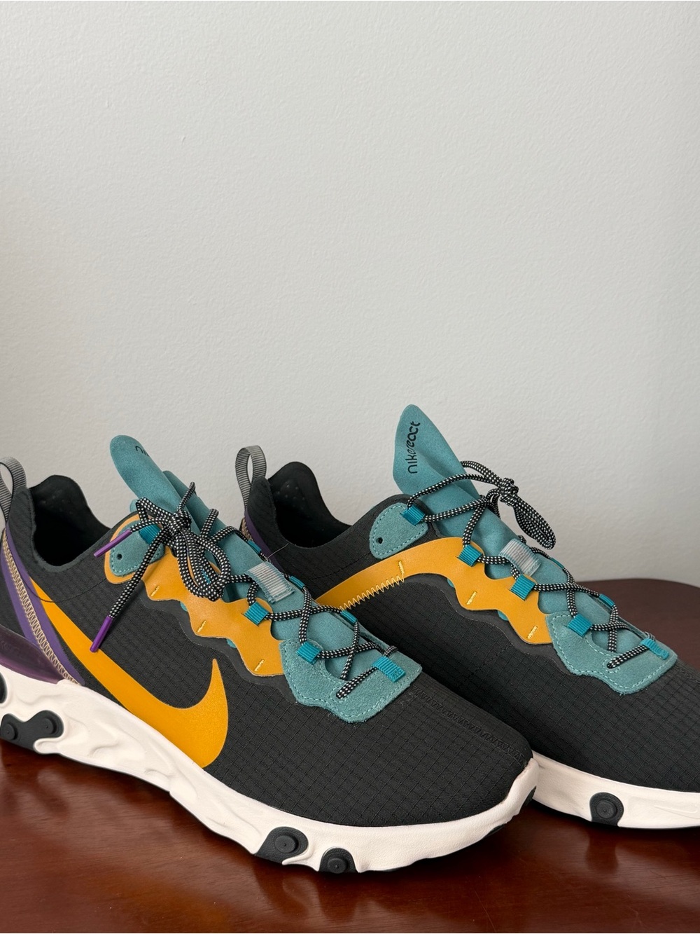 Nike Black Sneakers with Teal, Yellow & Purple Accents- Brand new